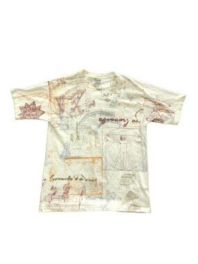 Vintage Wildwood Leonardo De Vinci All Over T-Shirt - Size XL